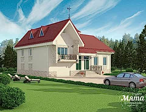 Дизайн фасада коттеджа 195 м2